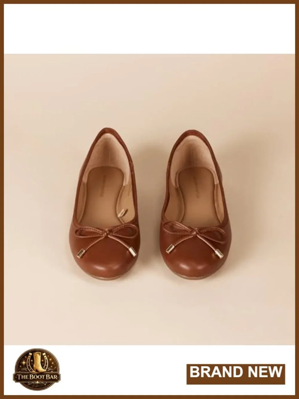 Women's Faux Leather Ballet Flats with Bow, Round Toe, Comfortable